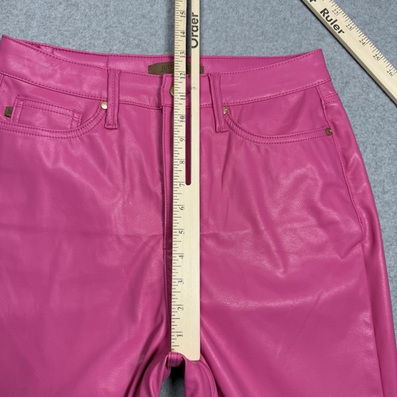 Judy Blue Faux Leather Pants Womens 7/28 (29x30) Pink Straight Leg Highrise - Picture 8 of 10